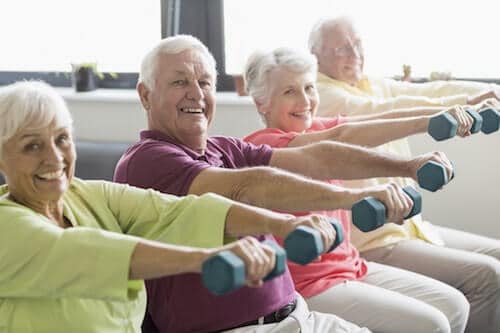 Seniors working out in an exercise program