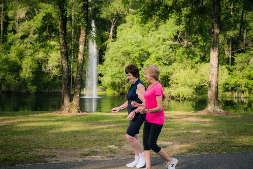 senior living community residents walking