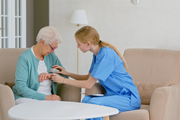 Nurse and patient receiving care